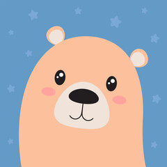 card with cute bear, flat style