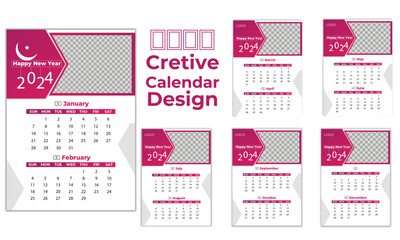 creative  calendar template design 2024 