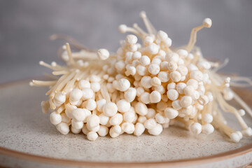 Jamur Enoki or Enoki Mushrooms, one of popular ingredients in asian cuisine.