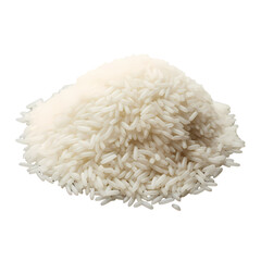 Pile of white rice isolated on transparent background