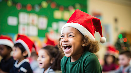 Teacher in Santa hat inspires engaged students