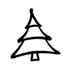 Sprayed christmas tree with overspray in black over white. Vector illustration.