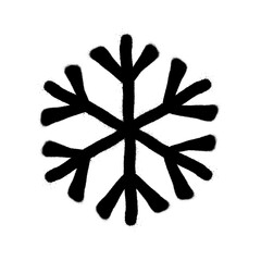 Sprayed snowflakes with overspray in black over white. Vector illustration.