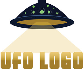 ufo in space logo, UFO vector logo template illustration,  UFO flying logo 