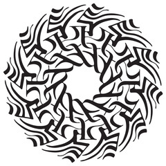 Gothic Style Abstract Art: Bold Circular Mandala in Black and White