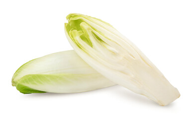 Chicory salad isolated on white background with clipping path and full depth of field. - obrazy, fototapety, plakaty