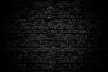 Cercles muraux Mur de briques Black bricks wall background. Black old brick wall texture.