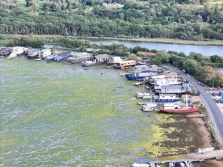 Bembridge village Isle of wight Uk drone,aerial  house boats