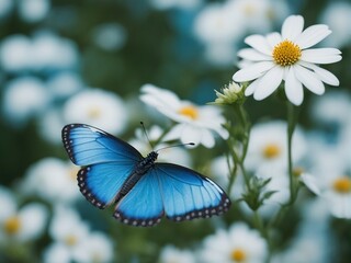 blue color butterfly, isolated white background 

