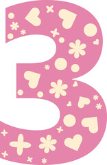Alphabet heart bloom display, Valentine love pink letter 3 number