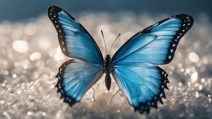 Fototapeta premium blue color butterfly, isolated white background