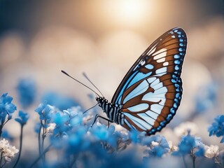 blue color butterfly, isolated white background 

