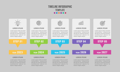 Timeline infographic design vector and marketing icons can be used for workflow layout, diagram, annual report. Vector infographics timeline design template