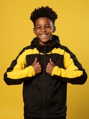 Young african kid dressed in sportswear clearly active and full of energy