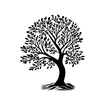 European ash Icon hand draw black colour tree day logo symbol perfect.