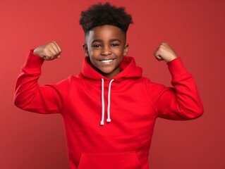 Young african kid dressed in sportswear clearly active and full of energy