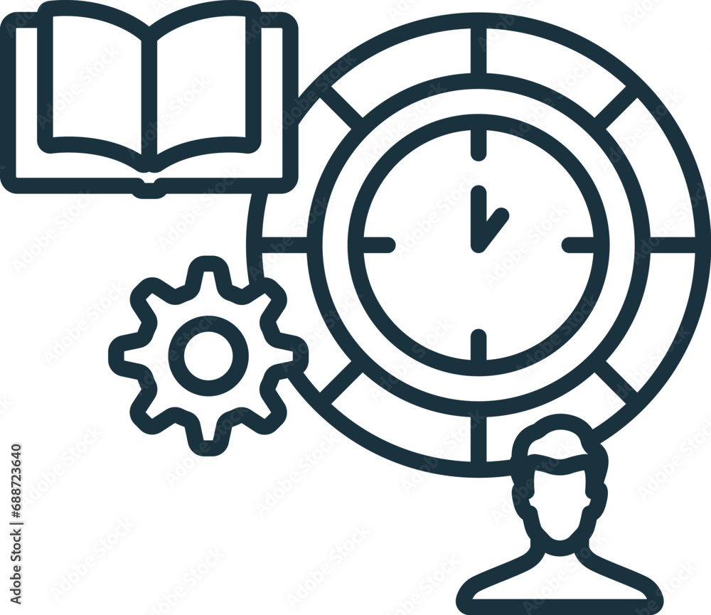 Poster time blocking outline icon. monochrome simple sign from productivity collection. time blocking icon 