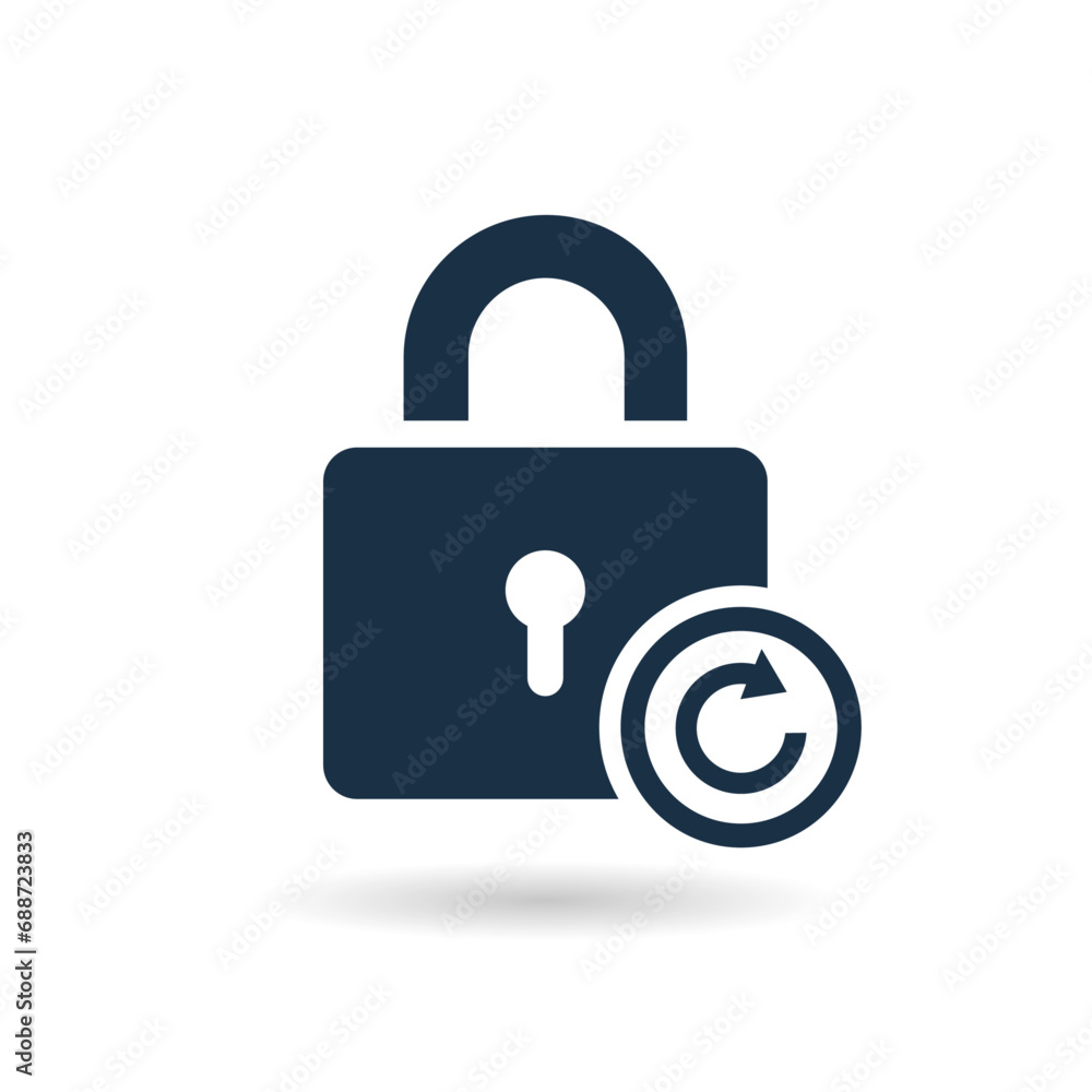 Aufkleber reset password icon. repeat safety icon. lock reload icon on white background