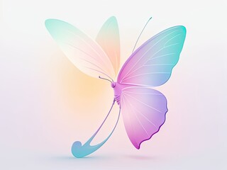 Pastel-colored, abstract blur gradient butterfly shape, ideal for social media posts, banners, posters, or pngs isolated on clear backgrounds in the Y2K style