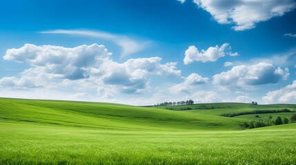 Obraz premium The green hills are a beautiful place to be on a beautiful summer day.