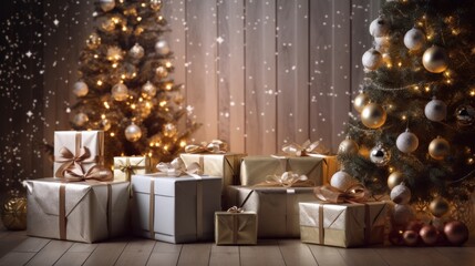 christmas gifts on holiday background