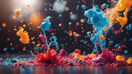 Obraz na płótnie Canvas explosion of colored paints, close up view 