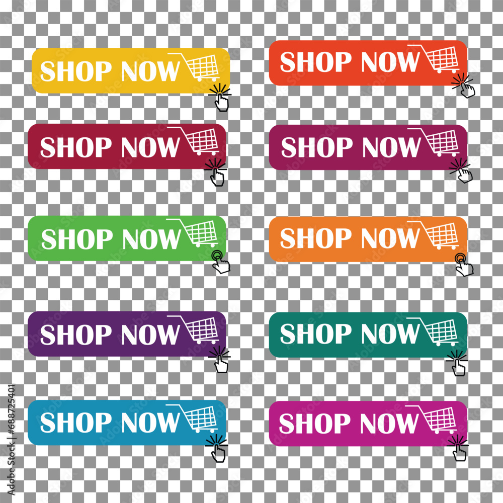Poster shop now button with shopping cart.modern collection for website. online shopping. click here, apply