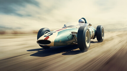 Racing car at high speed - obrazy, fototapety, plakaty