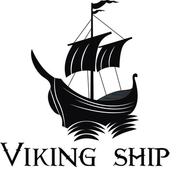 Viking ship logo icon and vector, Viking ship floating logo design template, 
