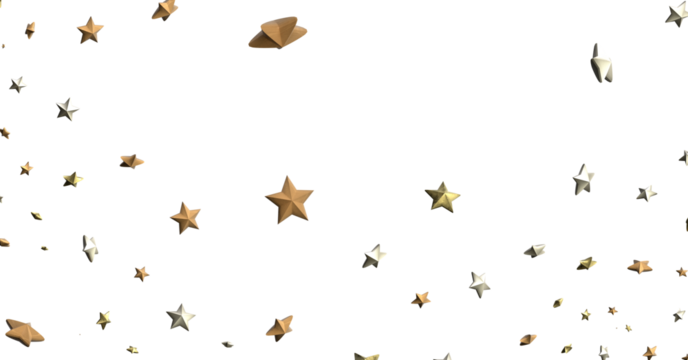 XMAS Stars - A gray whirlwind of golden snowflakes and stars. New