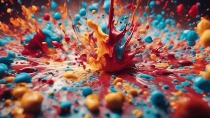 explosion of colored paints, close up view
