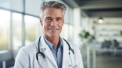 A photograph of a male doctor who is unobtrusive.