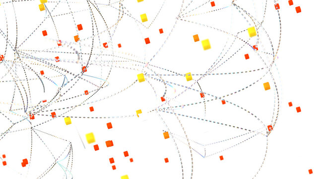 Abstract 3d rendering of network concept. Modern background. Futuristic shape with spheres and lines. Design for poster, cover,