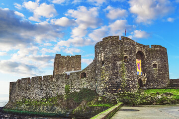 Carrickfergus castle is a Norman style castle in carrickfergus. Northern Ireland. - obrazy, fototapety, plakaty