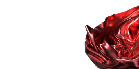 Abstract red cloth falling. Satin fabric flying in the wind
