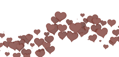 hearts on a transparent background. 3D rendering. for valentine's day and wedding. PNG Rain from hearts.