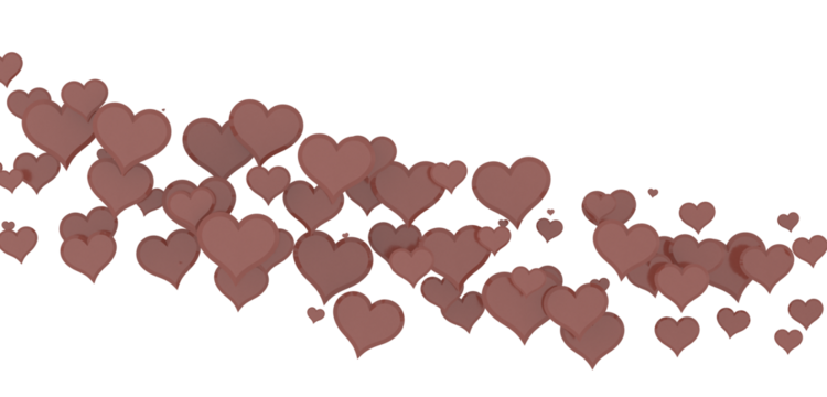 hearts on a transparent background. 3D rendering. for valentine's day and wedding. PNG Rain from hearts.