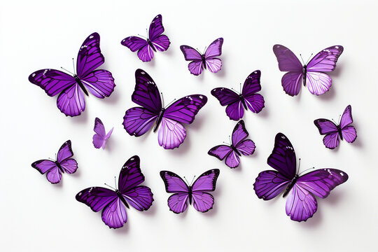 purple butterflies on white background,ai generated