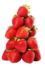 a collection of ripe strawberries piled high isolated on a transparent background, generative ai