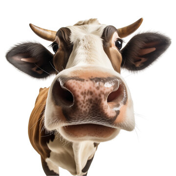 Portrait of a cow isolated on a transparent background png