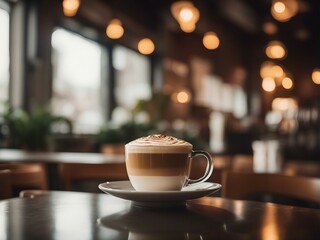 latte at cozy coffee shop in morning
