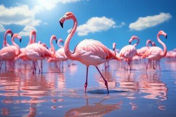 pink flamingos in the lake,ai generated