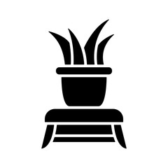 Ornamental plants in pots in glyph style