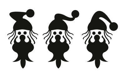 black and white silhouettes of santa claus