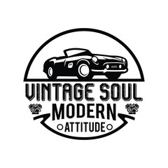 Fototapeta premium Vantage car t-shirt design, Classic car poster with typography.