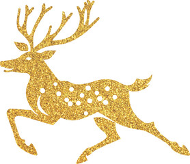 Gold glitter Christmas reindeer, golden reindeer