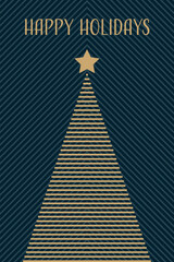 Geometric Christmas tree. Design of a greeting card. Vector illustration