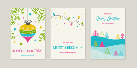 Fototapeta na wymiar Christmas greeting card set. Vector illustration