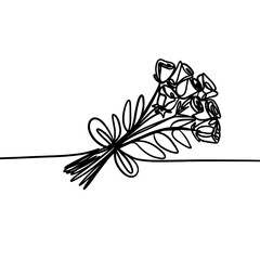 Rose bouquet one line drawing 