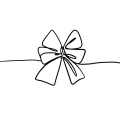 Gift ribbon bow one line drawing 